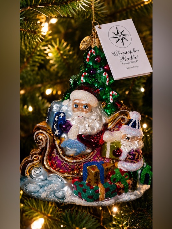 Christopher Radko Other - Christopher Radko Green Santa Sleigh Ornament